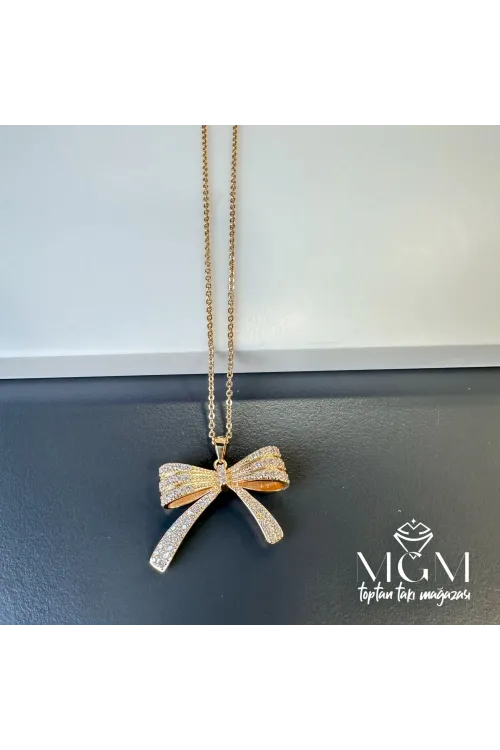 Zirkon Taşlı Fiyonk Kolye - Kl0019