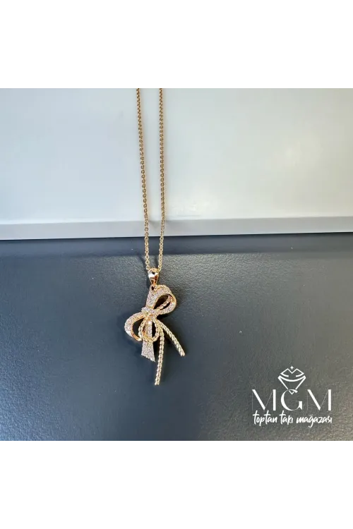 Zirkon Taşlı Fiyonk Kolye - Kl0021