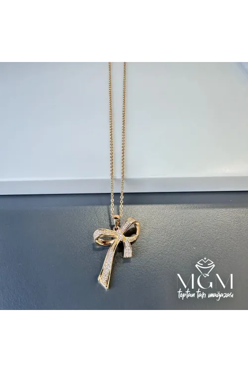 Zirkon Taşlı Fiyonk Kolye - Kl0023