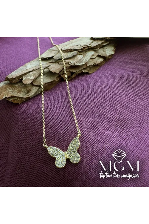 Zirkon Taşlı Kelebek Kolye - Kl0009