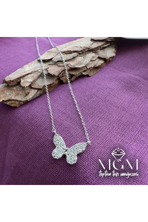 Zirkon Taşlı Kelebek Kolye - Kl0009-b