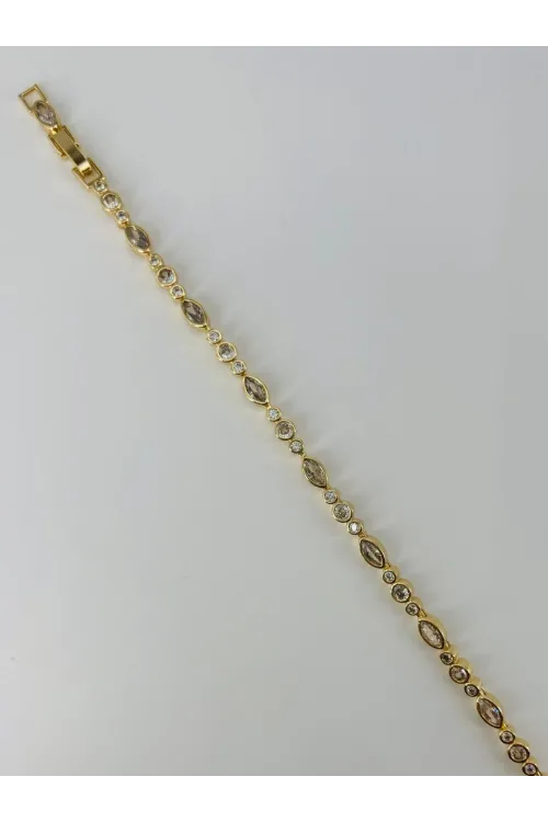    Zirkon Taşlı Pirinç Bileklikler 17+2 Cm  - Kbl0378