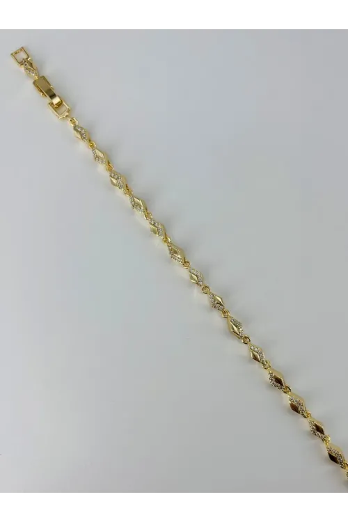    Zirkon Taşlı Pirinç Bileklikler 17+2 Cm  - Kbl0384