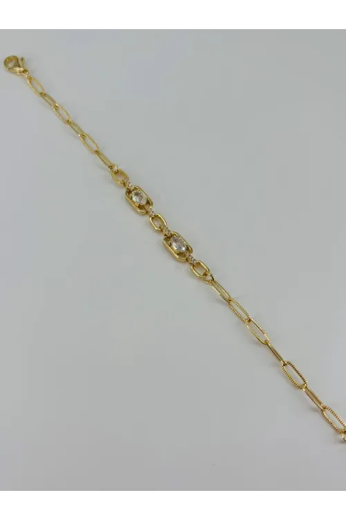    Zirkon Taşlı Pirinç Bileklikler 17+4 Cm  - Kbl0366