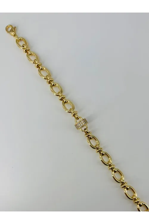    Zirkon Taşlı Pirinç Bileklikler 17+4 Cm  - Kbl0379