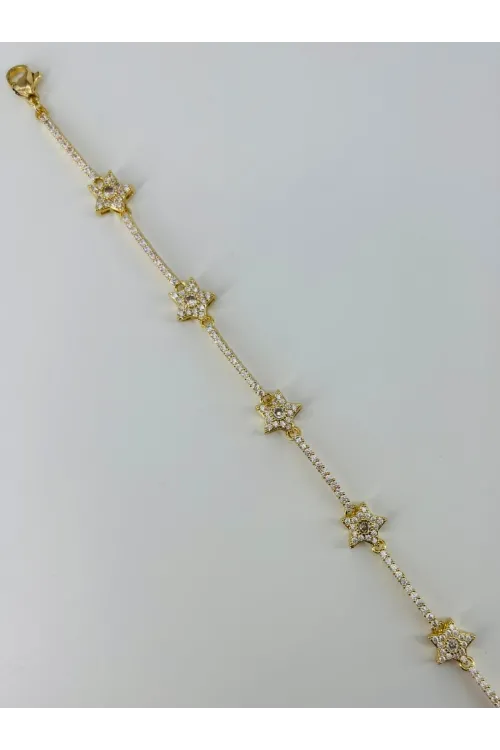    Zirkon Taşlı Pirinç Bileklikler 17+4 Cm  - Kbl0385