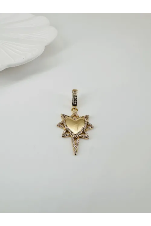 Zirkon Taşlı Pirinç Charmlar - Charm0019