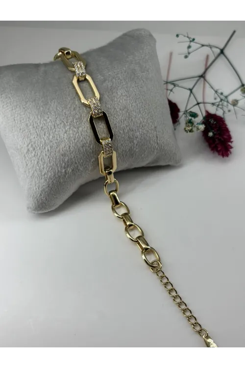    Zirkon Taşlı Pirinç Zirkon Bileklikler 17+3 Cm  - IEG0311