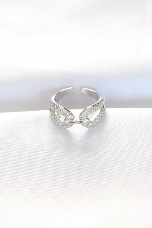 ietaks™ Zirkon Taşlı Silver Renk Ayarlanabilir Yüzük