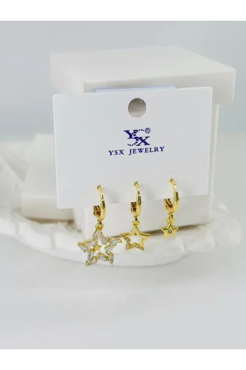Zirkon Taşlı Üçlü Kombin Küpe - Kp00389