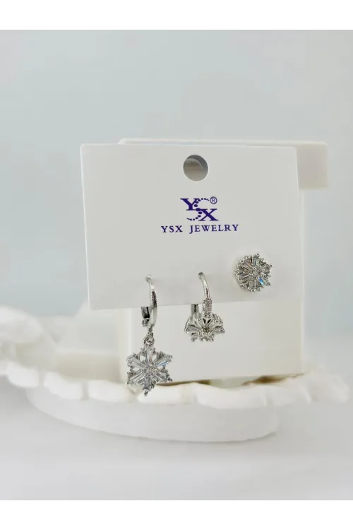 Zirkon Taşlı Üçlü Kombin Küpe - Kp00399