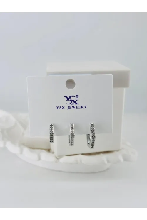Zirkon Taşlı Üçlü Kombin Küpe - Kp00405