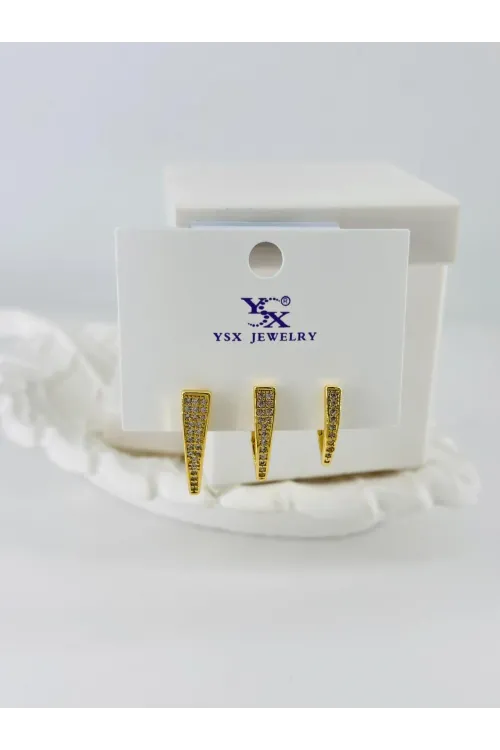 Zirkon Taşlı Üçlü Kombin Küpe - Kp00414