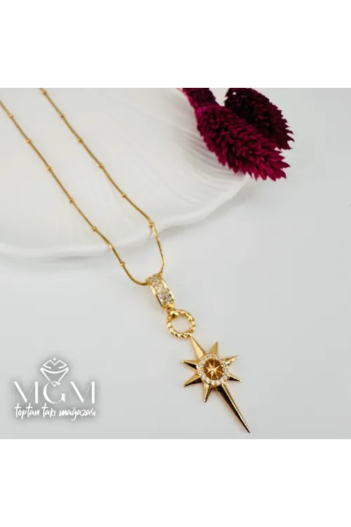 Zirkon Taşlı Zincir : Çelik Çelik Kolye 40+5 Cm - Kl0209