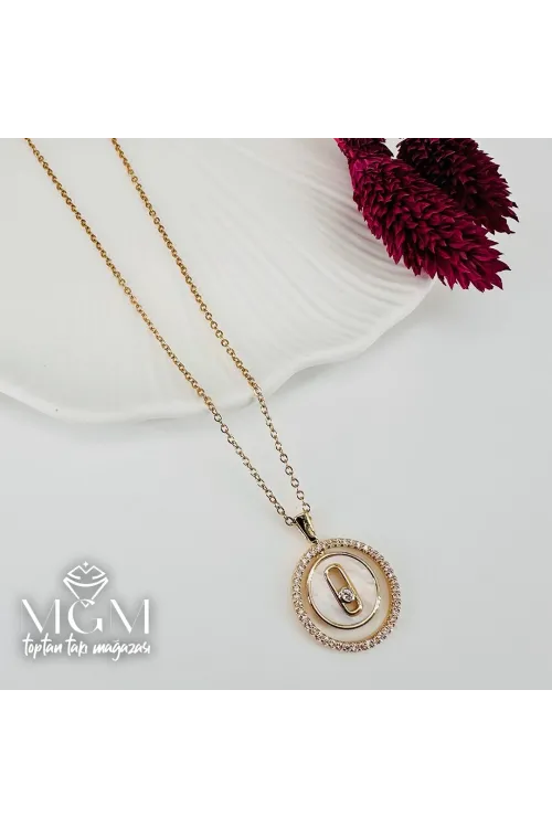 Zirkon Taşlı Zincir : Çelik Çelik Kolye 40+5 Cm - Kl0220