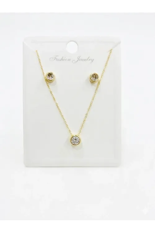   Zirkon Taşlı Zincir : Çelik Ürünler 40+5 Cm - Set0016