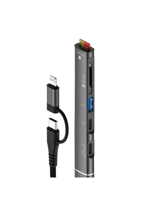ZR563 Lightning Type-C 5 İn 1 Usb Hub Card Reader