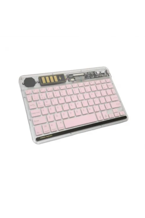 ZR612 Rgb Şeffaf Pembe Bluethooth Klavye