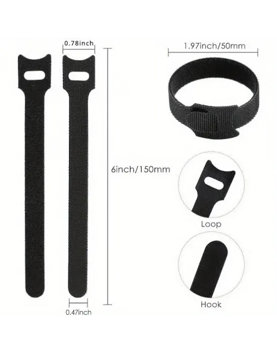 10lu Cırt Cırtlı Kablo Düzenleyici Seti - 15cm