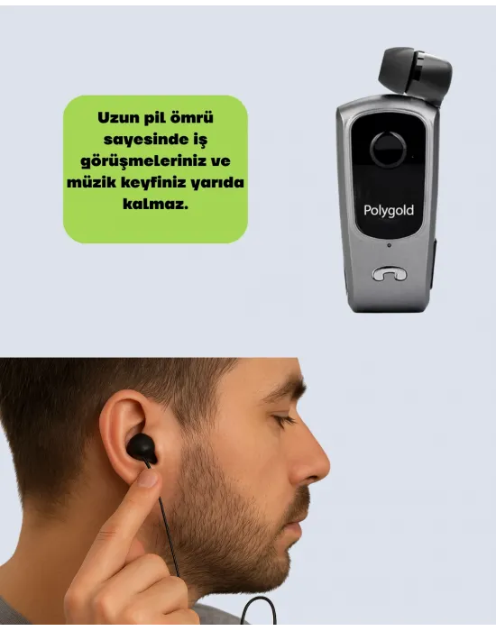 10 Saat Konuşma Süreli Klipsli Bluetooth Kulaklık