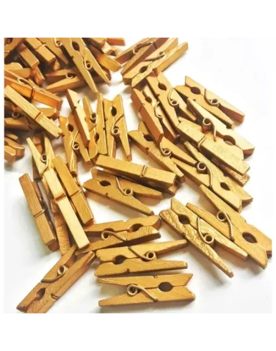 100lü Gold Ahşap Mandal Seti