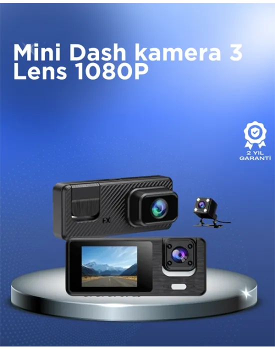 1080p 3 Kameralı Araç Dvr – Döngü Kayıt Ve Geri Görüş Özellikli