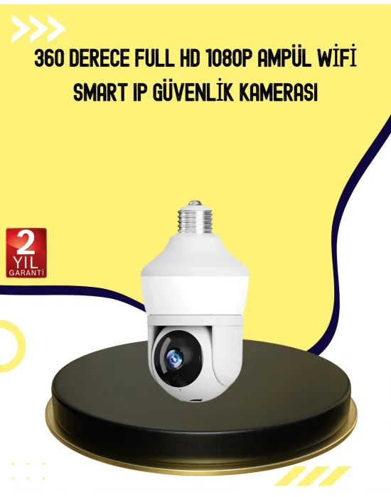 1080p Görüntü Kaliteli Wi-fi Ampul Tipi Güvenlik Kamerası