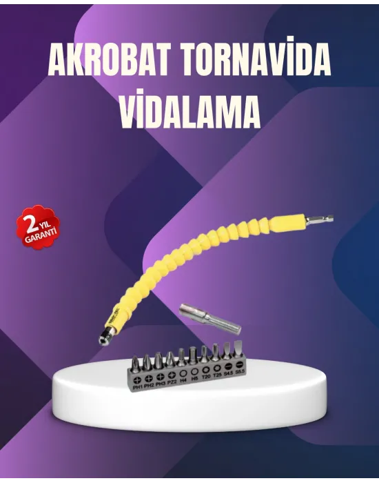 12 Parça Vidalama Uç Seti Akrobat Tasarım Dayanıklı Metal