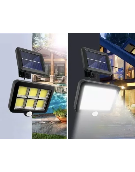 120 Cob Led Solar Panelli 3 Modlu Duvar Lambası Uzaktan Kumandalı Mz-302k