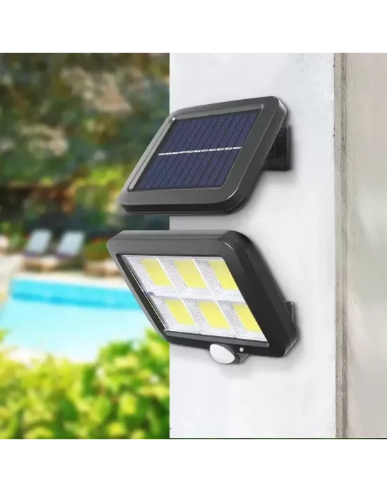 120 Cob Led Solar Panelli 3 Modlu Duvar Lambası Uzaktan Kumandalı Mz-302k