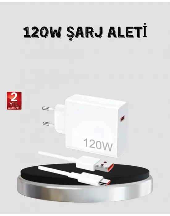 120w Hızlı Şarj Başlığı Ultra Güçlü Type-c Adaptör Kablo Dahil