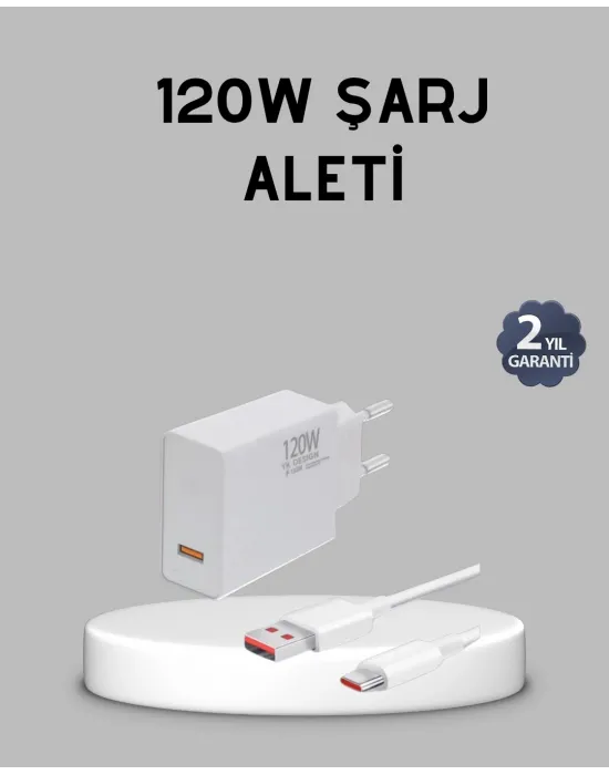 120w Süper Hızlı Şarj Adaptörü – Type-c Kablo Dahil, Yüksek Voltaj Korumalı
