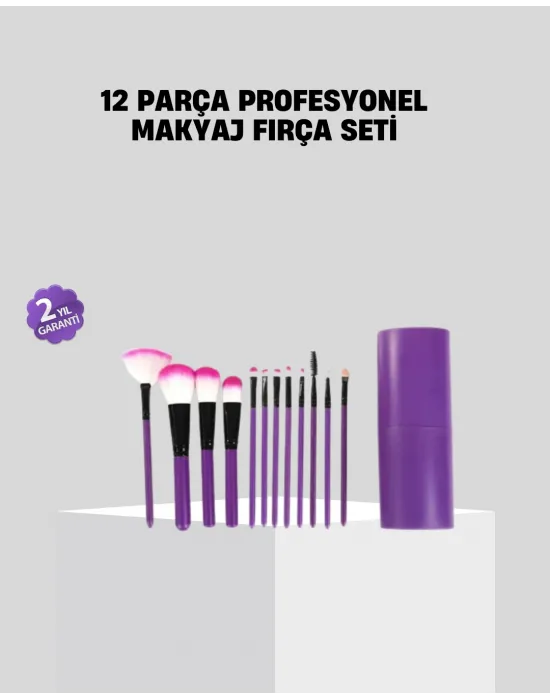 12’li Profesyonel Makyaj Fırça Seti Ultra Yumuşak Sentetik Kıllı