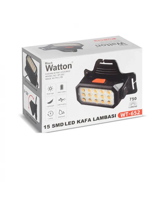 15 Ledli Sarı / Beyaz Şarjlı Kafa Lambası  Wt-652
