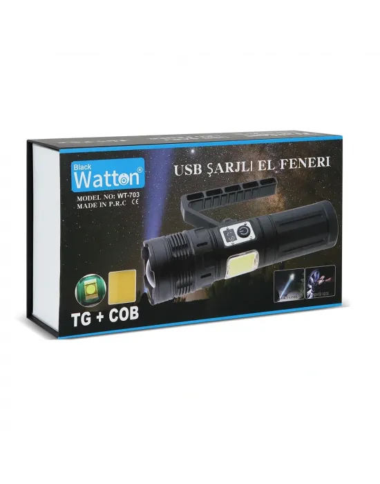 15.000 Lümen Tg+cob Led Şarjlı El Feneri Wt-703