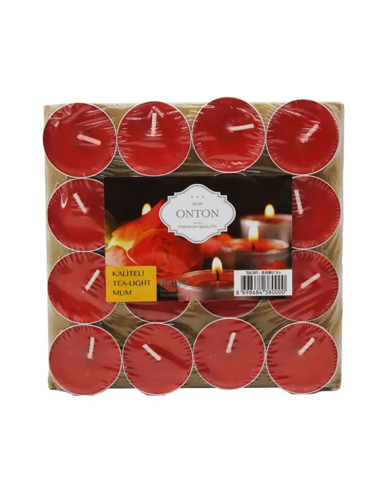 16 Parça  Kırmızı Tea Light Yuvarlak Mum