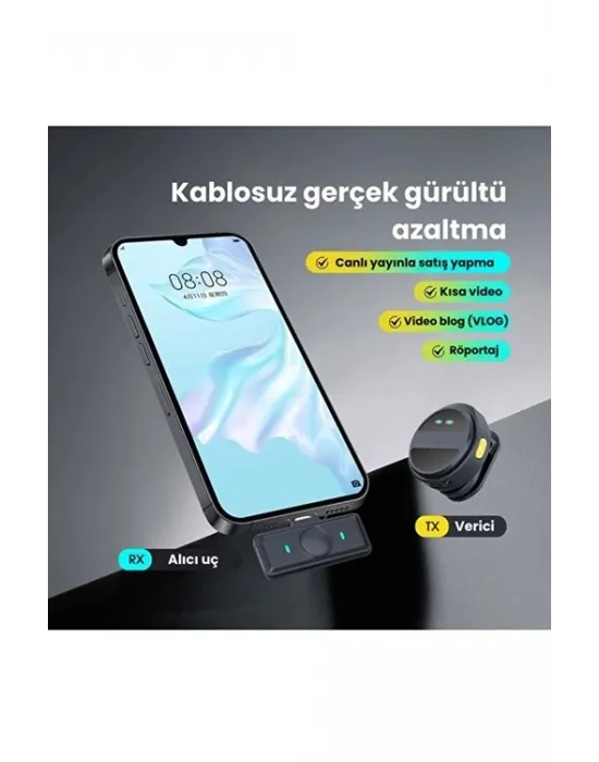2 Adet Profesyonel Kablosuz Yaka Mikrofonu Typce Uyumlu Manyetik Klipsli
