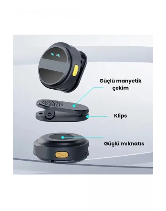 2 Adet Profesyonel Kablosuz Yaka Mikrofonu Typce Uyumlu Manyetik Klipsli