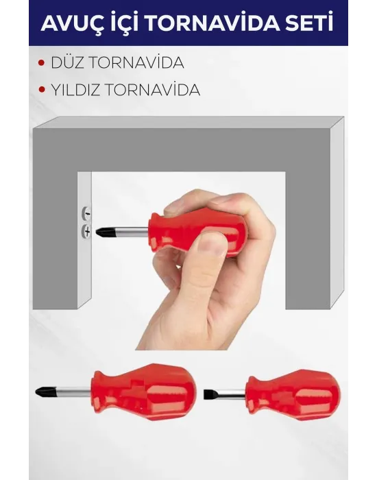 2li Avuç Içi Tornavida Seti Düz Yıldız