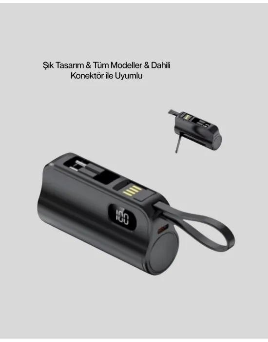 2000mah Mini Powerbank Dahili Konektörlü Pd 20w