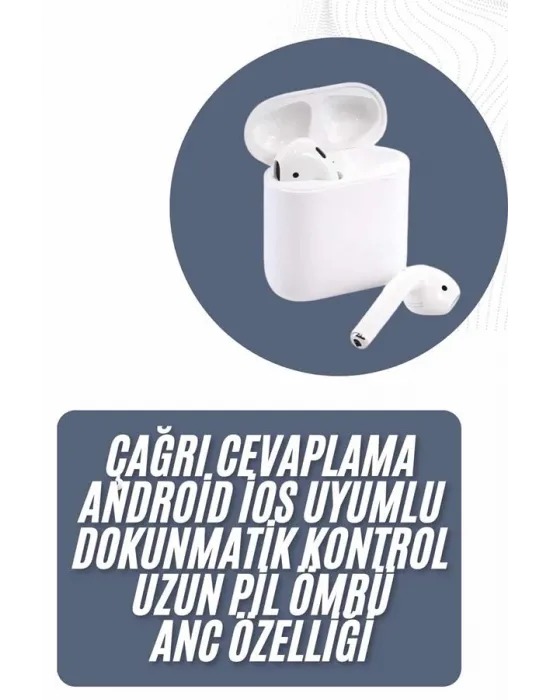 2025 Model Çağrı Cevaplayabilen Bluetooth Kulaklık Beyaz Dokunmatik Kontrol