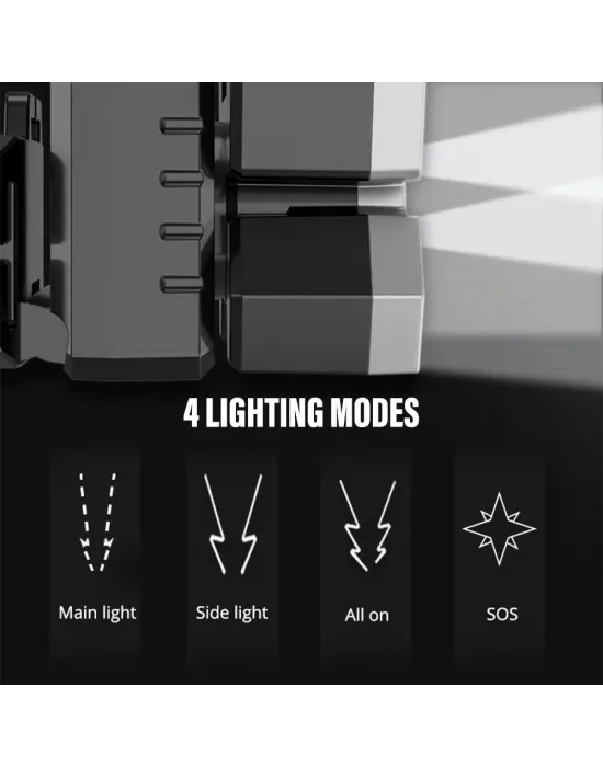 212 Model Şarjlı 5 Led 4 Modlu Cob Led Avcı Balıkçı Kamp Süper Kafa Lambası