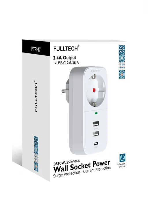 2.4a Çıkışlı 2xusb 1xtype-c Tekli Priz Ftr-17