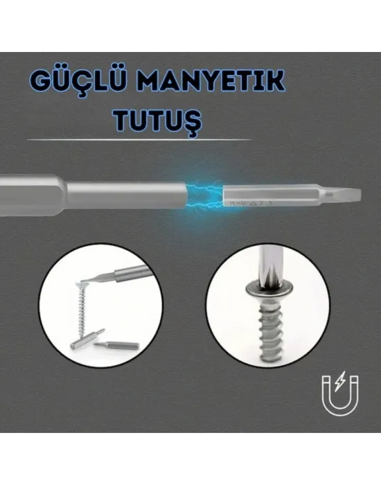 25 Parça 24 Farklı Uçlu Mıknatıslı 25 İn 1  Tornavida Seti