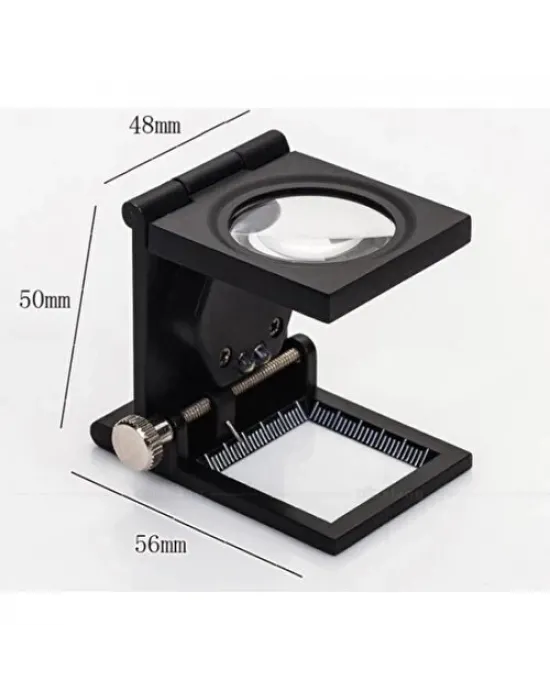 28x28 Mm Katlanır Sayaçlı Metal Lüp, 2 LED Işıklı Büyüteç Tekstil Th9005A
