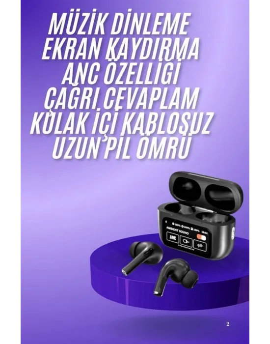 2.nesil Pro Ekranlı Sesli Görüşme Yapabilen Kablosuz Bluetooth Kulaklık