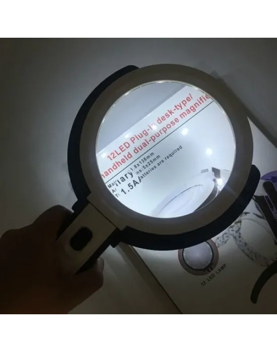 2x5x120mm   10 Ledli  Masaüstü Büyüteç