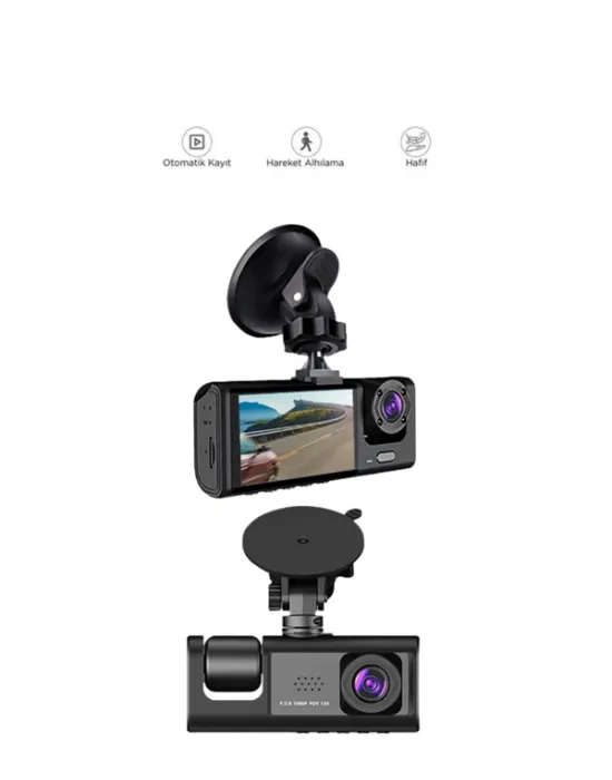 3 Kameralı Dashcam Sistem – Geri Görüş Yardımı, Park Koruması Ve G-sensör