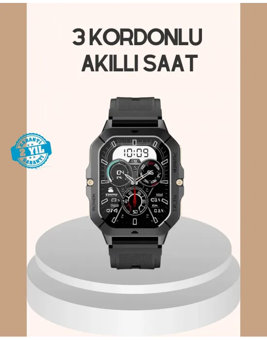 3 Kordonlu Akıllı Saat Uzun Pil Süreli