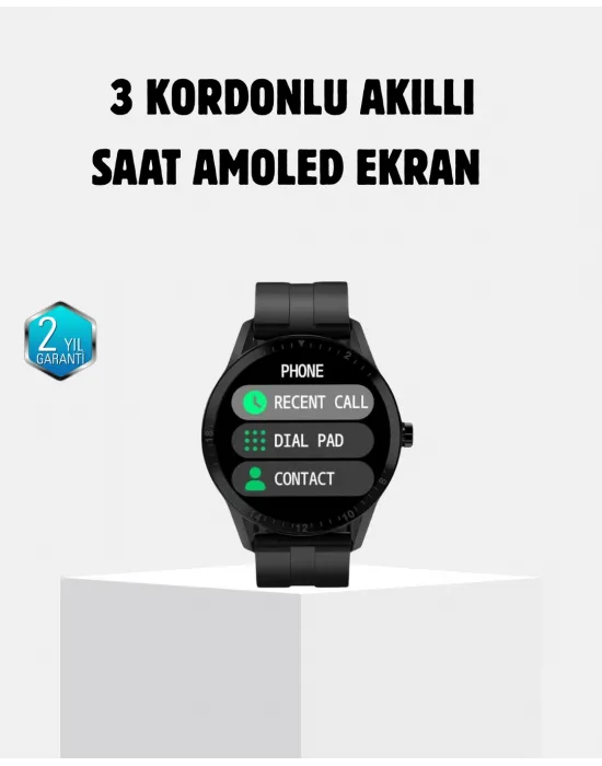 3 Kordonlu Amoled Akıllı Saat – Sağlık Takipli